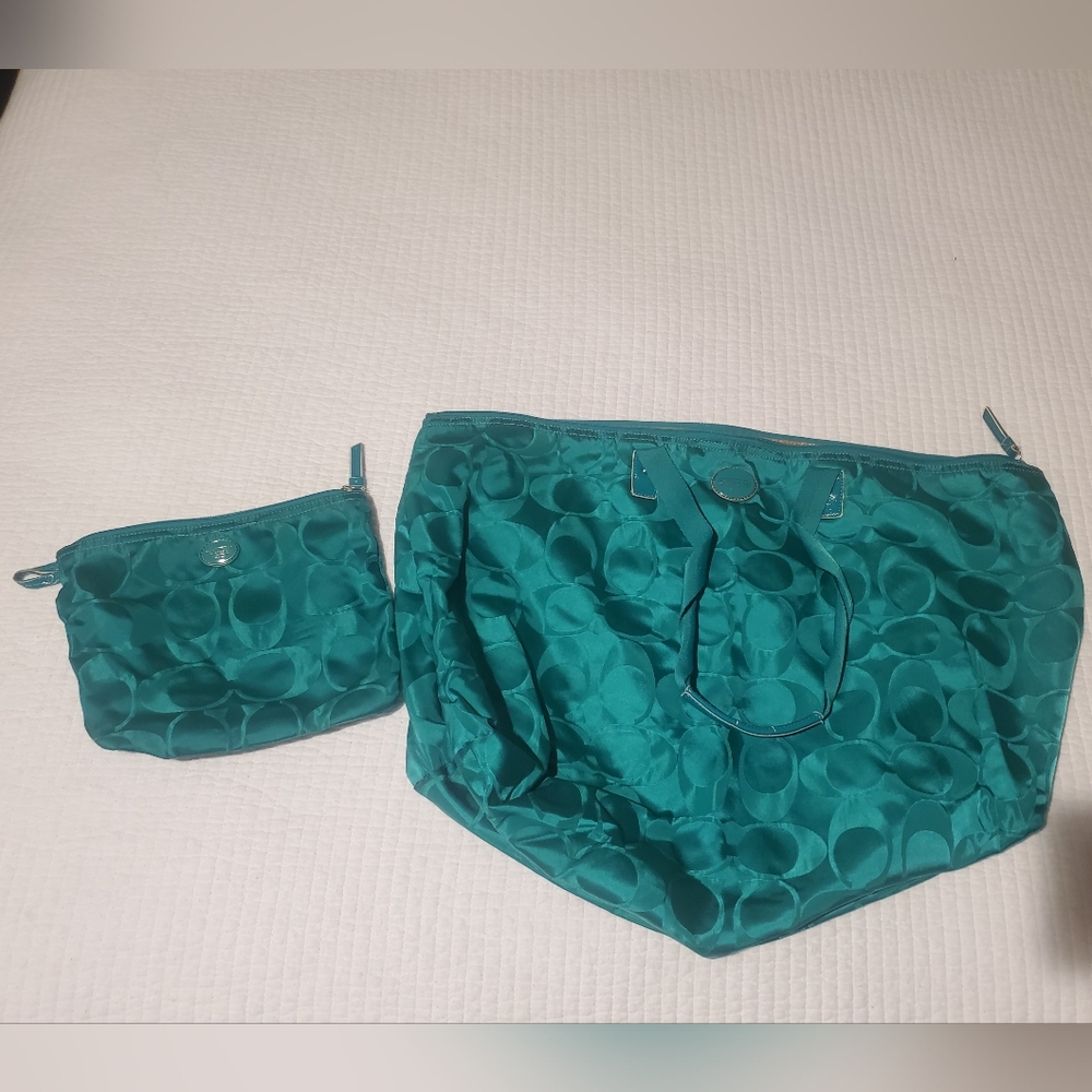 Coach Teal Shoulder Bag Set